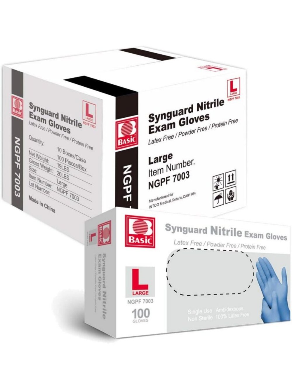 Latex-Free Blue Nitrile Exam Gloves - Powder-Free, Large, 1,000 Count Case